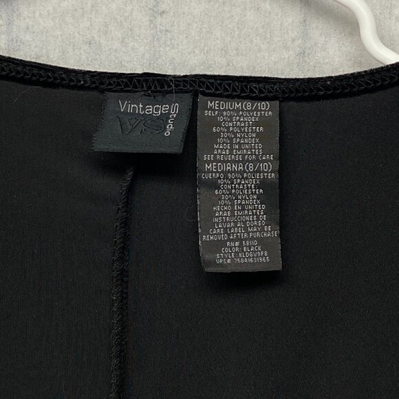 Vintage Studio V Neck Lace Waist Ruffle Hem Wrap Dress M Black Velour Sleeveless - Picture 11 of 12